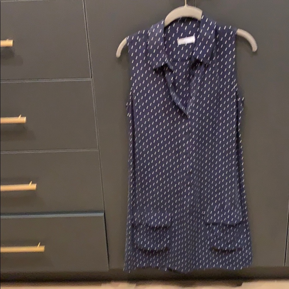 Equipment Silk Navy Polka Dot Dress
